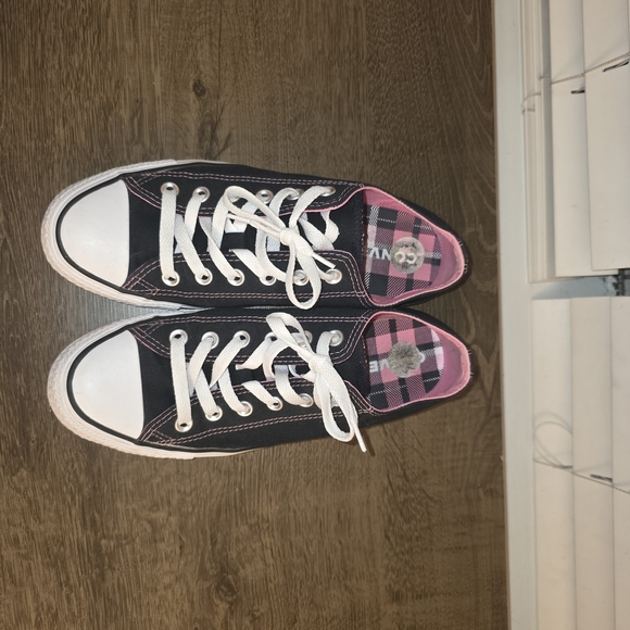 Converse Women's Sneakers in Black and Pink Plaid - Picture 1 of 7